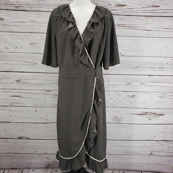Who What Wear Polka Dot Ruffle Cap Sleeve Wrap Dress Size XL - Picture 2 of 12